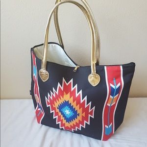 NEW BLACK SW PRINT BAG 2 HANDLED LARGE TOTE